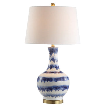 Tucker 30.5" Striped Ceramic/Metal LED Table Lamp - JONATHAN Y